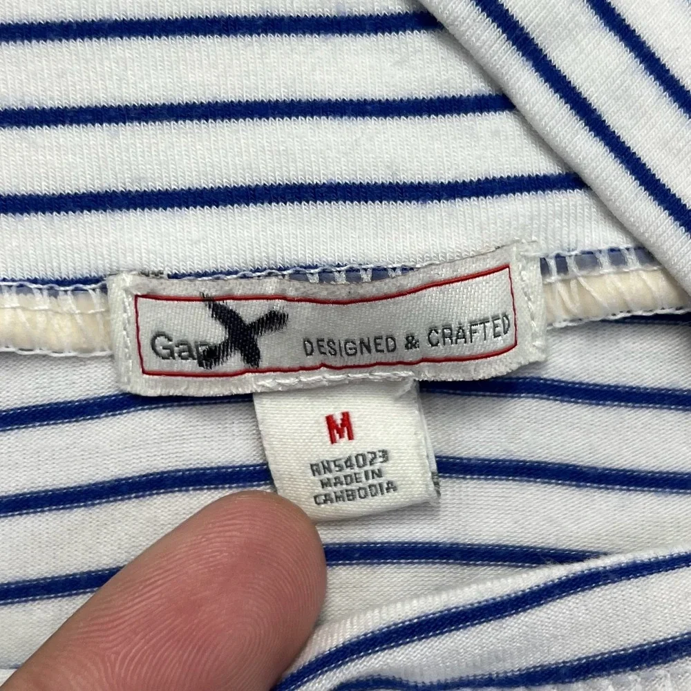 Gap Foldover Mini Skirt Womens Medium Blue White Striped Rayon Blend Casual